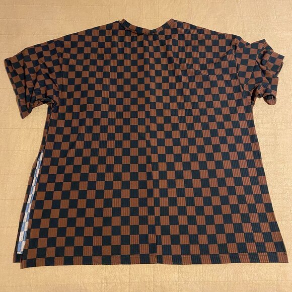Dressed in Lala Lex Ribbed Checkerboard Top in Black + Mocha - Picture 2 of 3